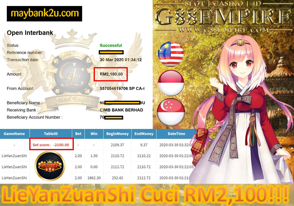 MEMBER MAIN LIEYANZUANSHI CUCI RM2,100!!!