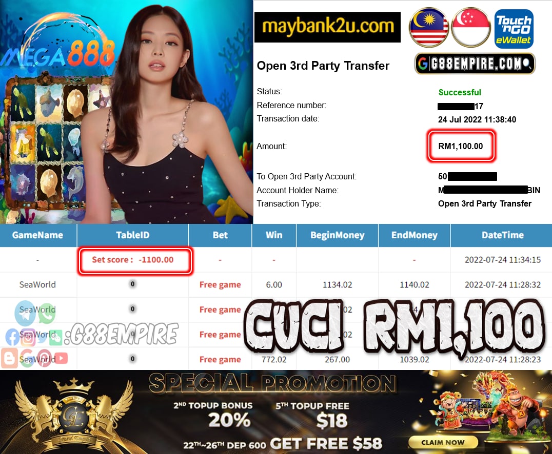 MEGA888 SEAWORLD CUCI RM1,100