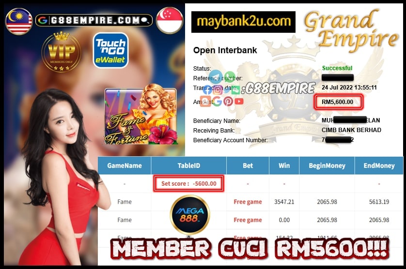 MEGA888 FAME CUCI RM5600