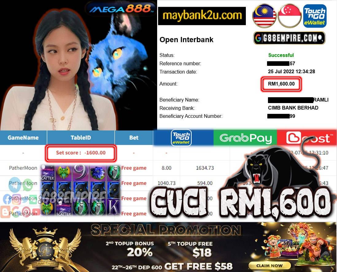 MEGA888 PATHERMOON CUCI RM1,600