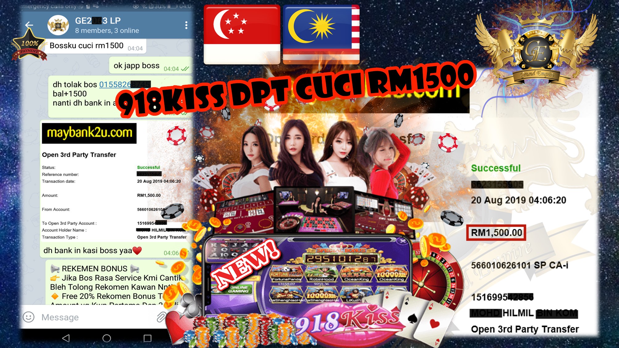 MEMBER MAIN 918KISS MINTA CUCI RM1500