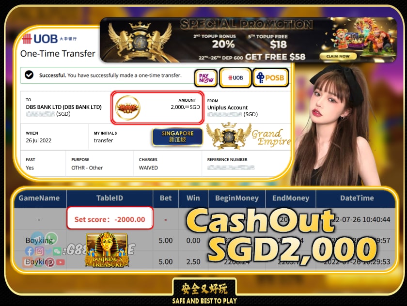 PUSSY888 ~ BOYKING CASHOUT SGD2000!!!!