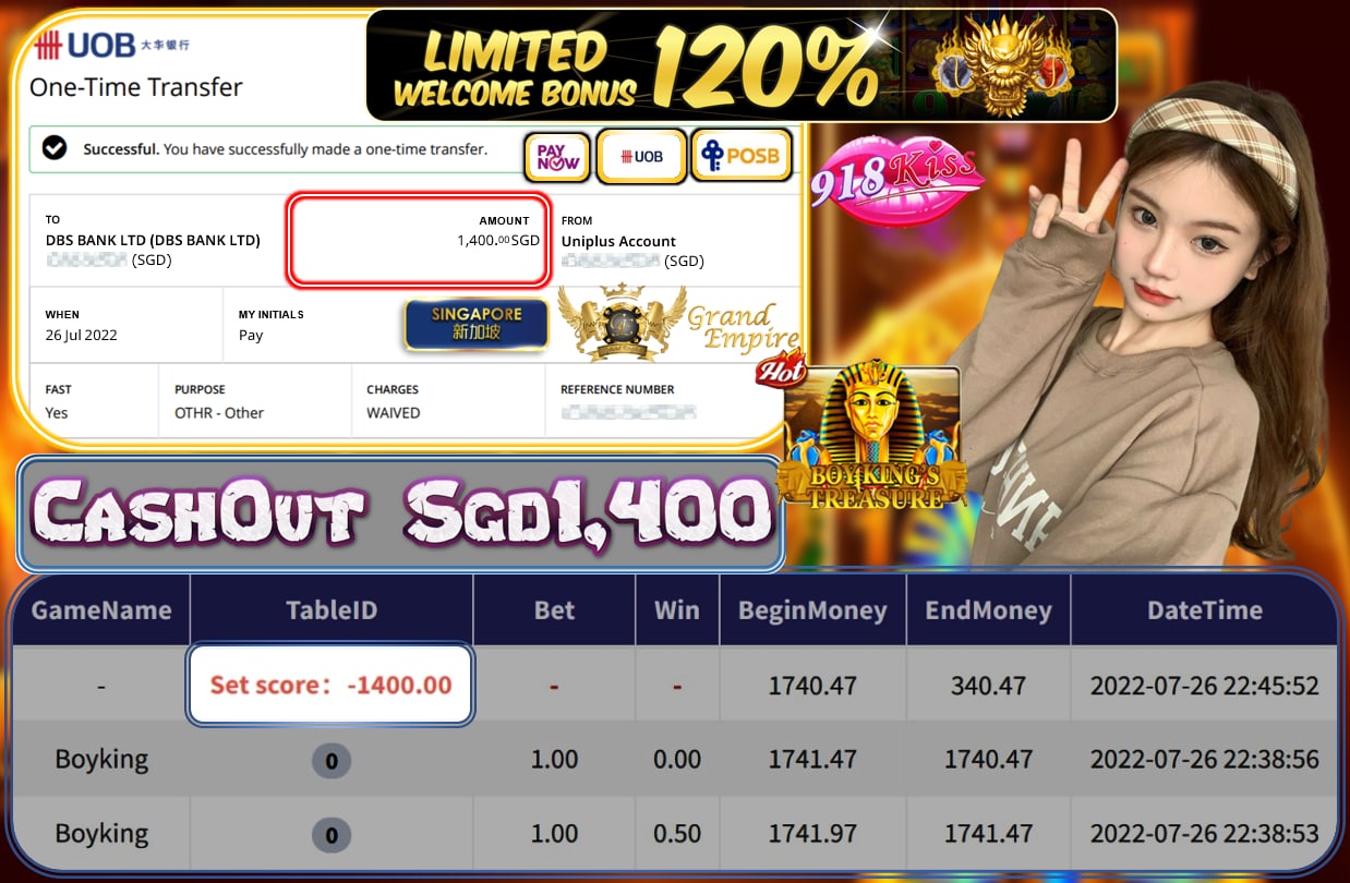 918KISS ~ BOYKING CASHOUT SGD1400!!!!