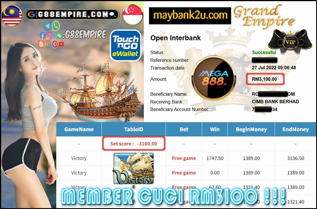 MEGA888 VICTORY CUCI RM3,100