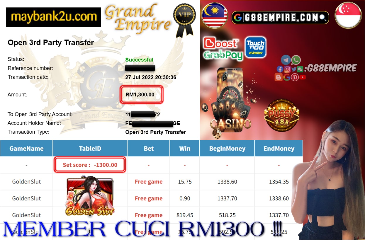 MEGA888 - GOLDENSLUT CUCI RM1300 !!!