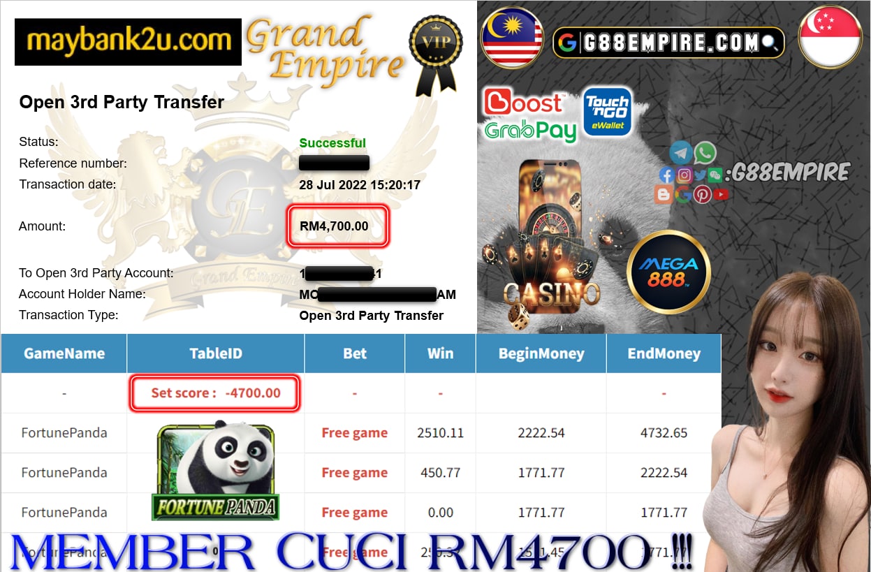 MEGA888 - FORTUNEPANDA CUCI RM4700 !!!