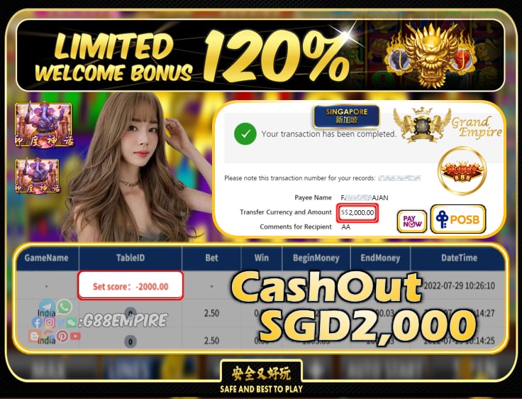 PUSSY888 ~ INDIA CASHOUT SGD2000!!!