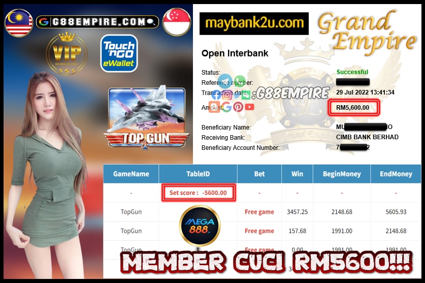 MEGA888 TOPGUN CUCI RM5600