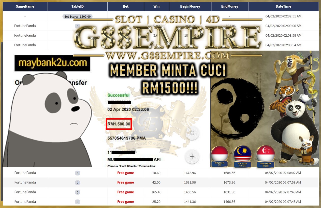 FORTUNEPANDA MEMBER MINTA CUCI RM 1.500!!!