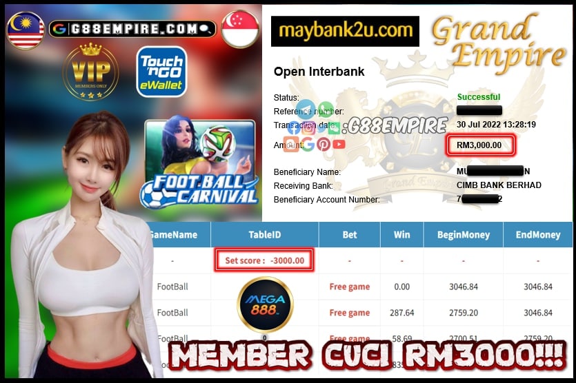 MEGA888 FOOTBALL CUCI RM3000