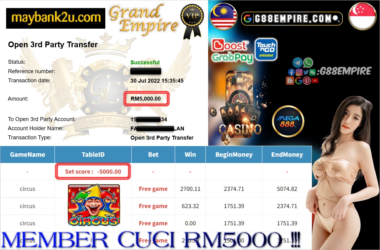 MEGA888 - CIRCUS CUCI RM5000 !!!