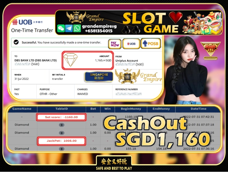 PUSSY888 ~ DIAMOND CASHOUT SGD1160!!!