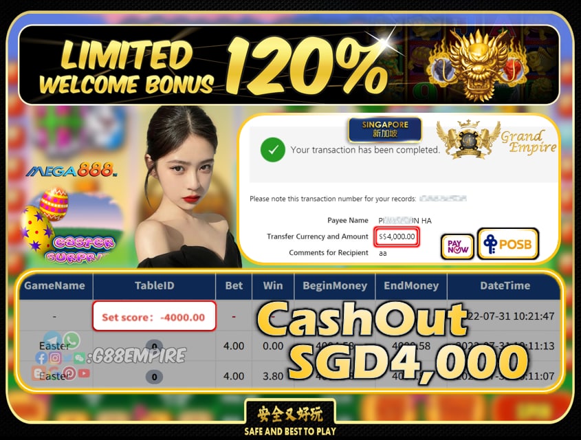 MEGA888 ~ EASTER CASHOUT SGD4000!!!