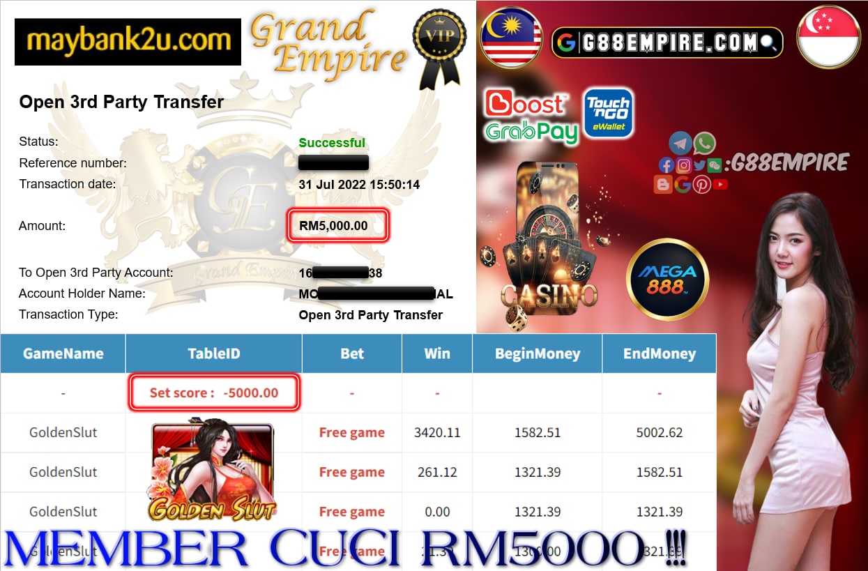 MEGEA888 - GOLDENSLUT CUCI RM5000 !!!