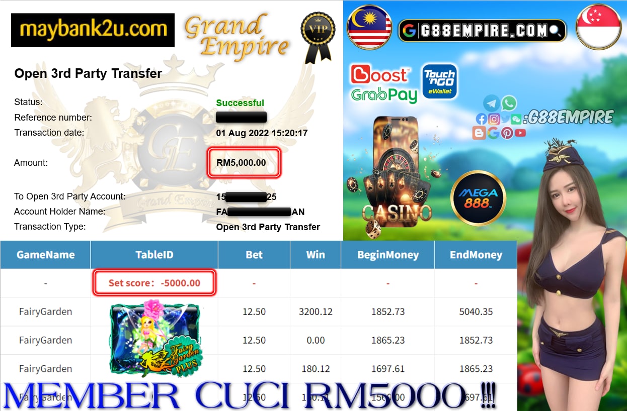 MEGA888 - FAIRYGARDEN CUCI RM5000 !!!