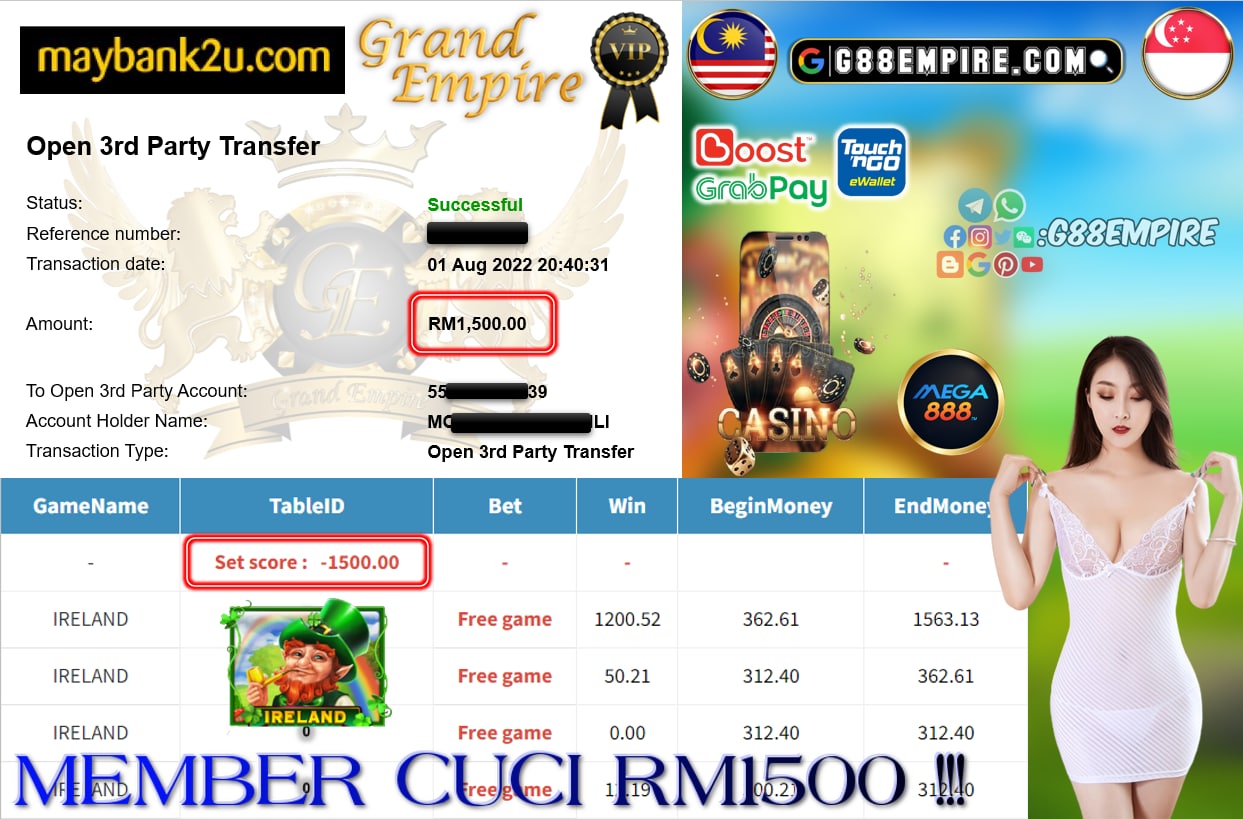 MEGA888 - IRELAND CUCI RM1500 !!!