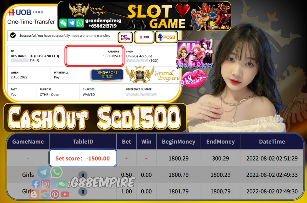 918KISS ~ STRIPERNIGHT CASHOUT SGD1500!!!