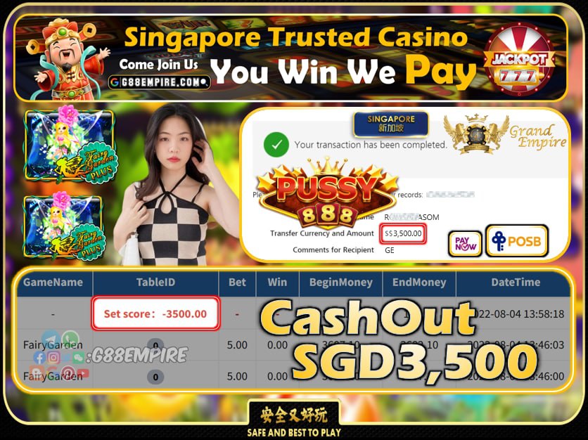 PUSSY888 ~ FAIRYGARDEN CASHOUT SGD3500 !!!