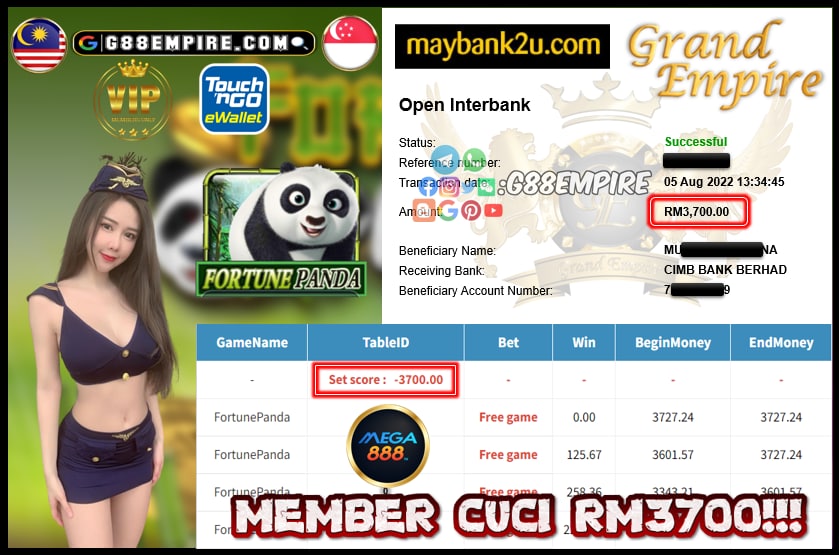 MEGA888 FORTUNPANDA CUCI RM3700