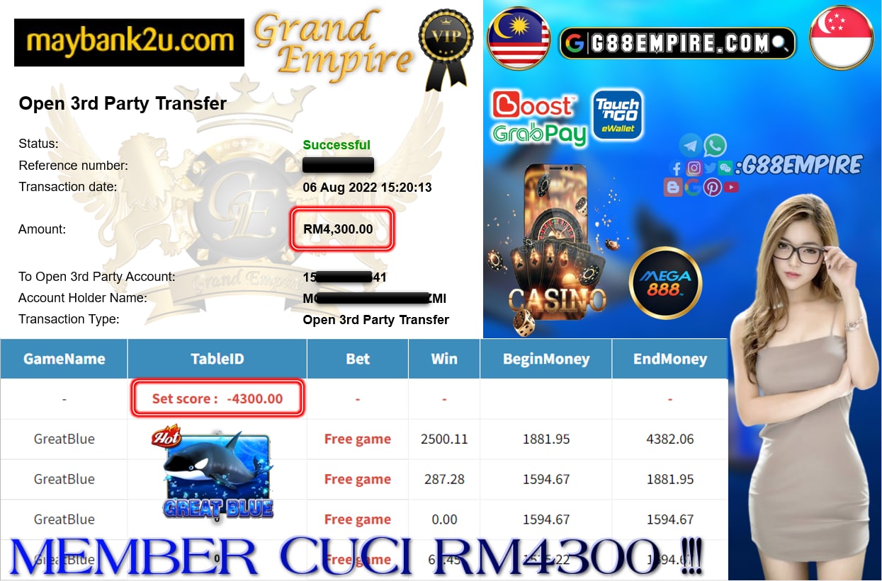 MEGA888 -GREATBLUE CUCI RM4300 !!!