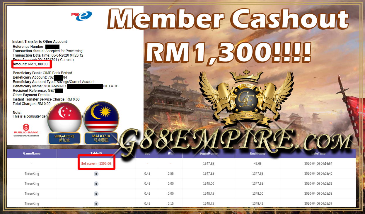 MEMBER MAIN THREEKING DPT CUCI RM1,300!!!!!