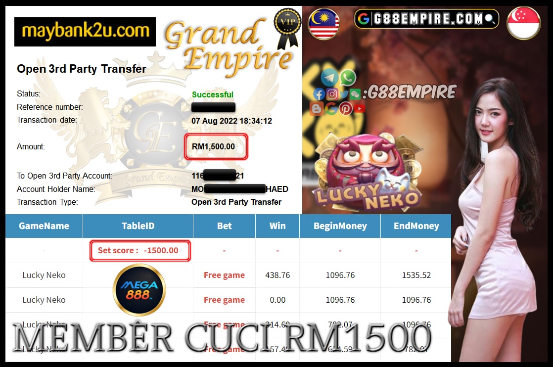 MEGA888 LUCKY NEKO CUCI 1500