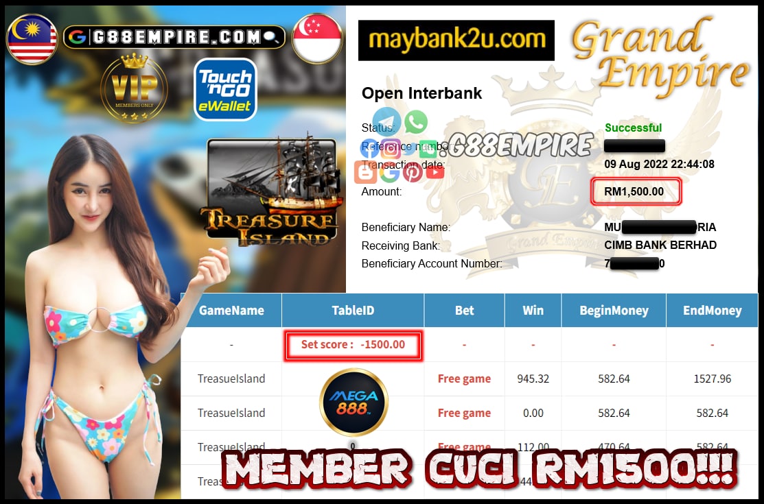 MEGA888 TREASUREISLAND CUCI RM1500