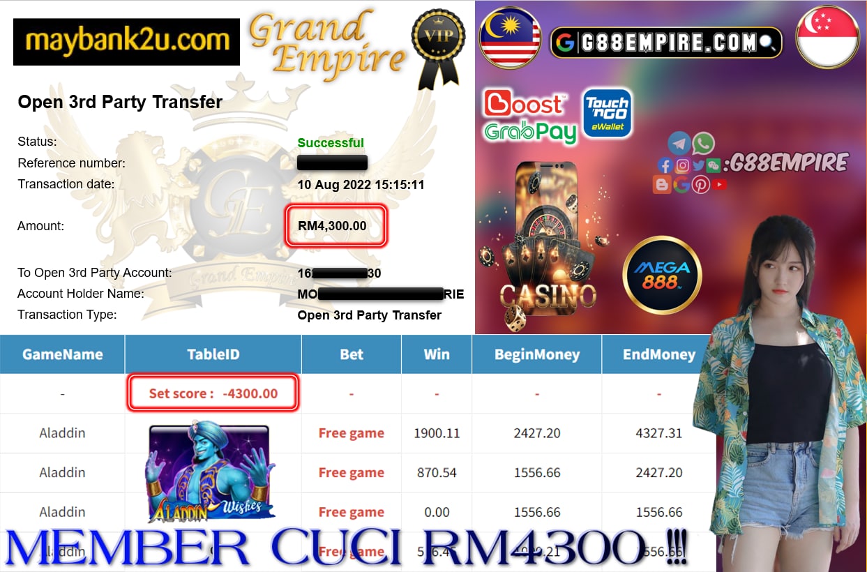 MEGA888 - ALADDIN CUCI RM4300 !!!