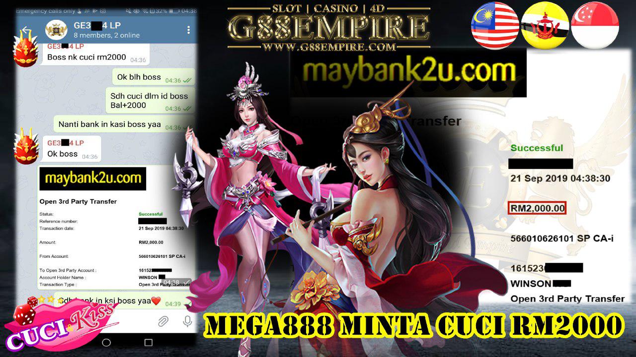 MEMBER MAIN MEGA888 MINTA CUCI RM2000 ~~~