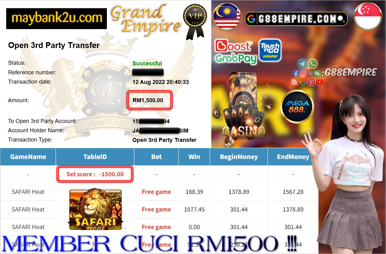 MEGA888 - SAFARI HEAT CUCI RM1500 !!!