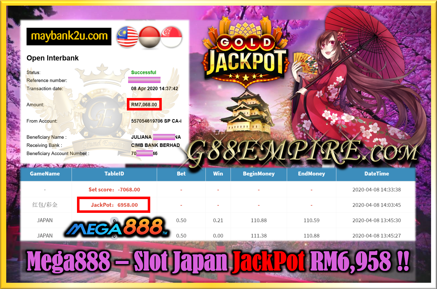 SLOT JAPAN JACKPOT RM6,958 !!