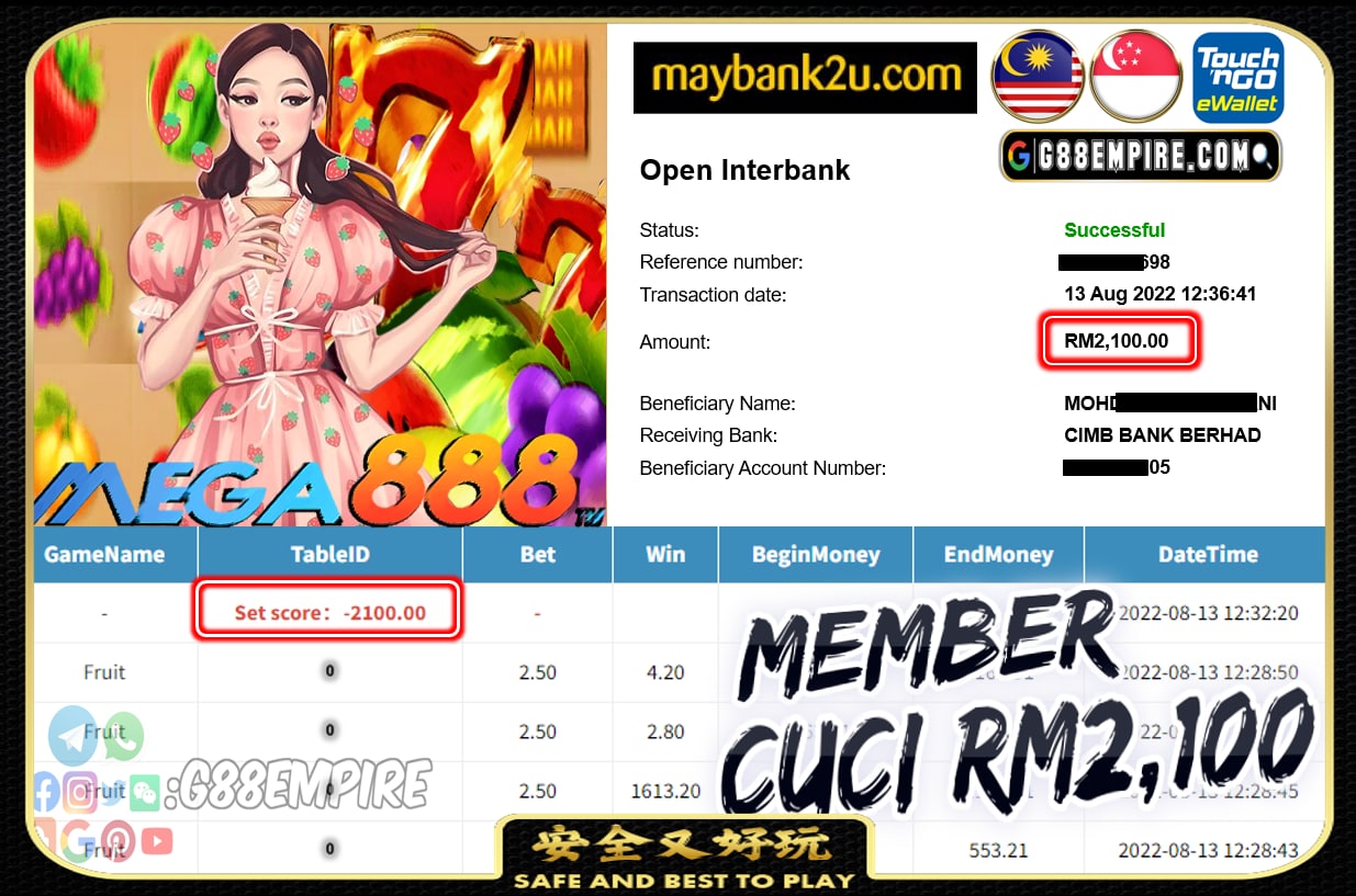 MEGA888 FRUIT CUCI RM2,100