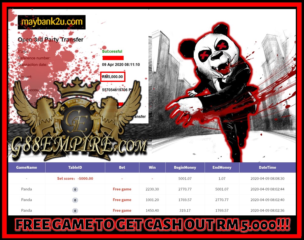 PANDA FREE GAME TO GET CASH OUT RM 5.000!!!
