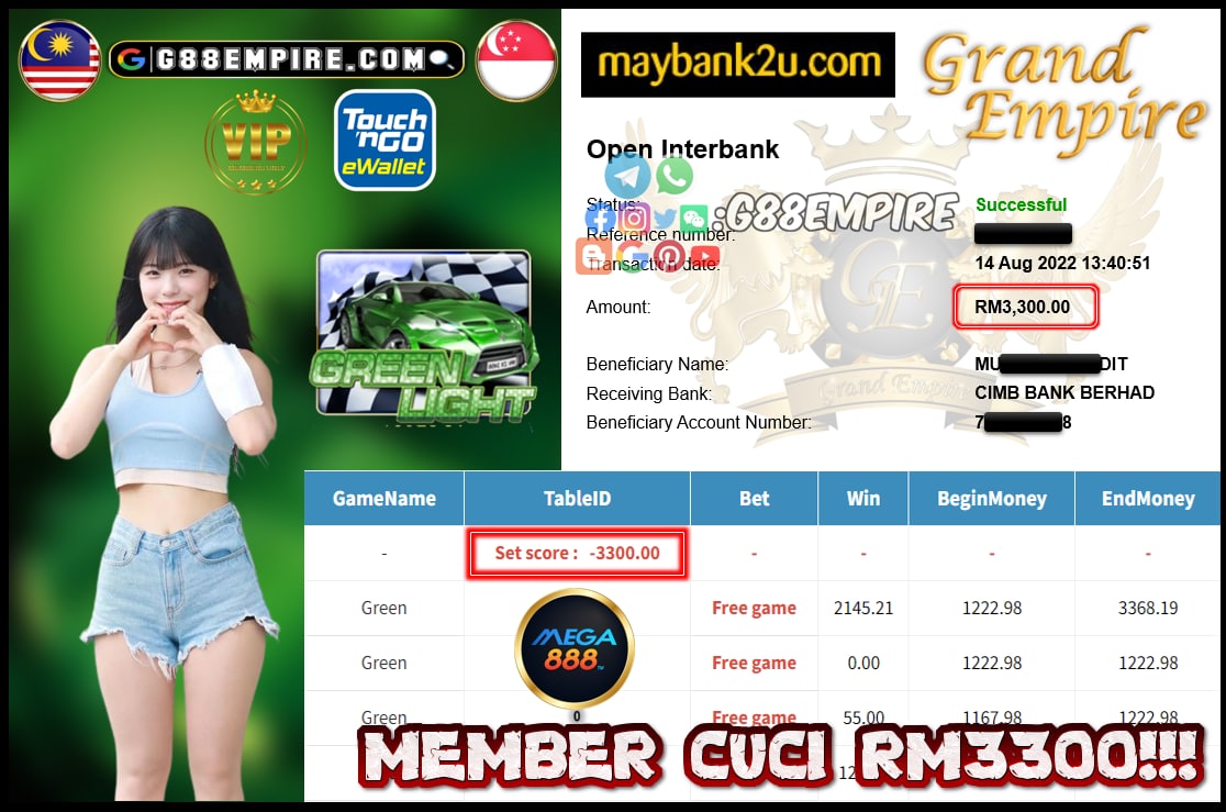 MEGA888 GREEN CUCI RM3300