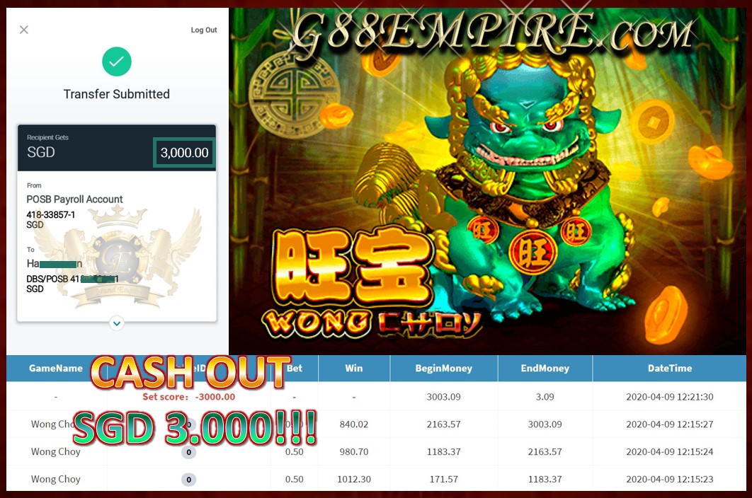 WONG CHOY CASH OUT SGD 3.000!!!