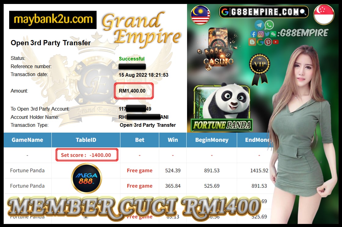 MEGA888 FORTUNE PANDA CUCI 1,400