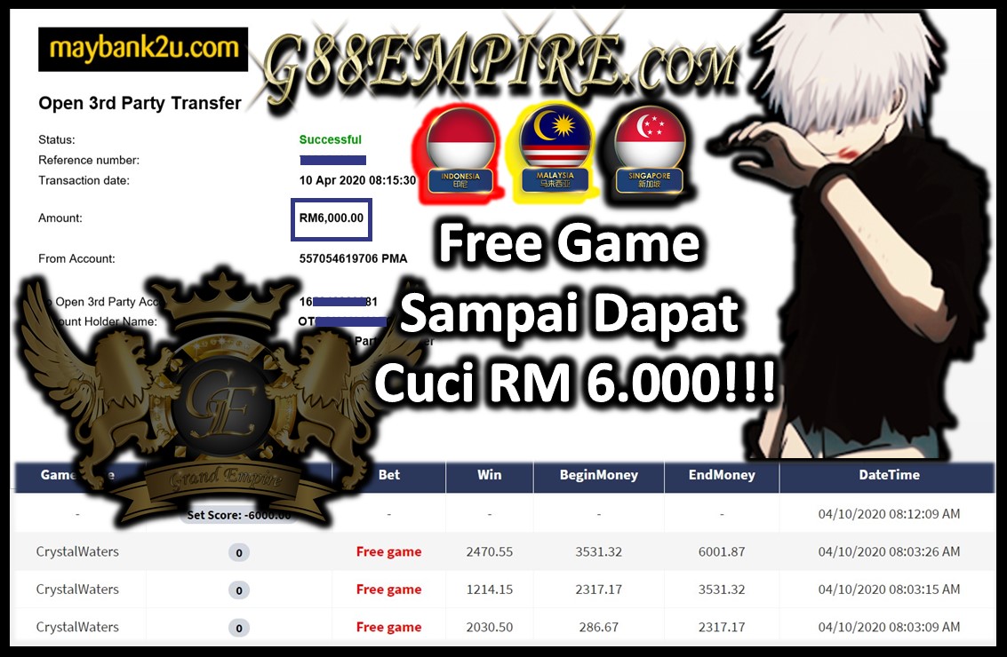 CRYSTALWATERS FREE GAME SAMPAI DAPAT CUCI RM 6.000!!!