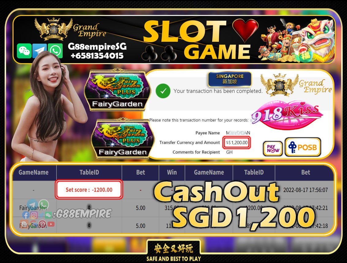 918KISS ~ FAIRYGARDEN CASHOUT SGD1200!!!