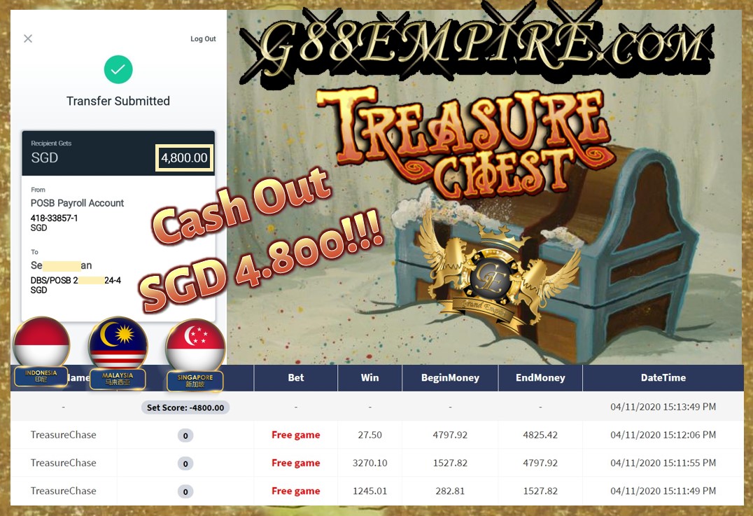 TREASURECHASE CASH OUT SGD 4.800!!!
