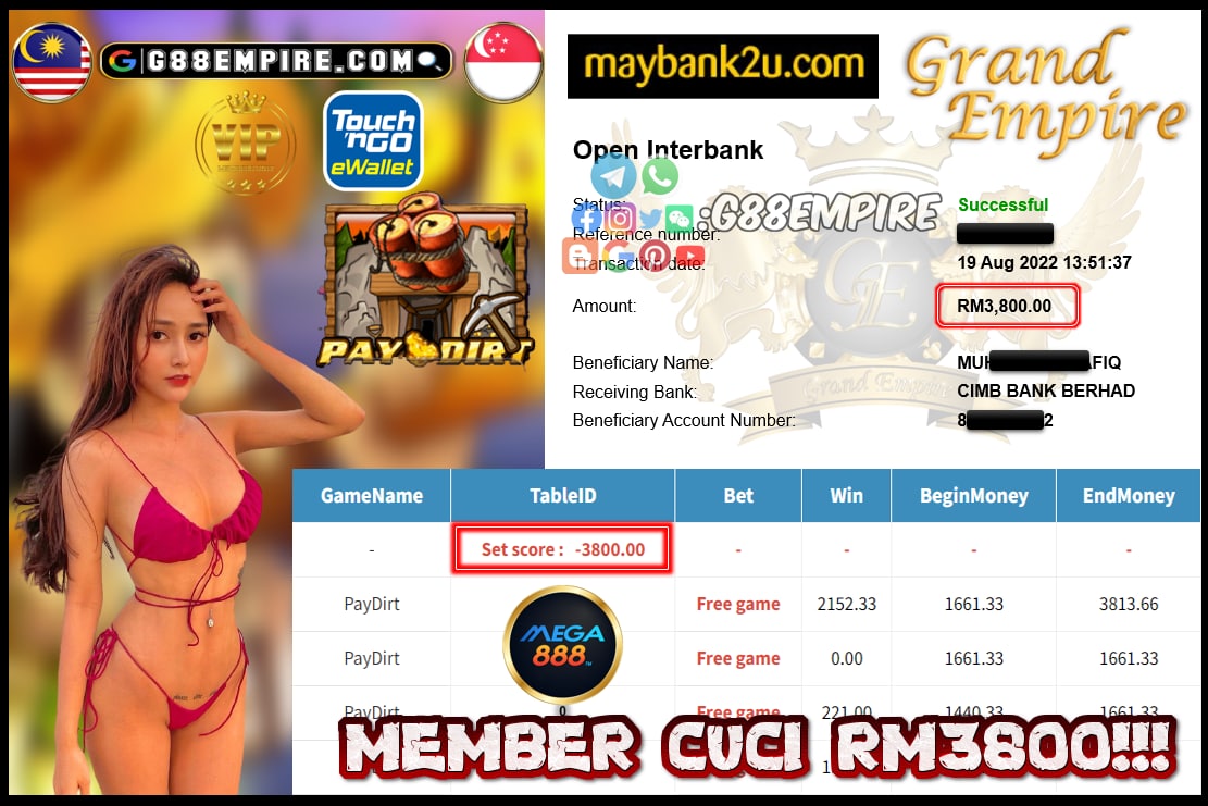 MEGA888 PAYDIRT CUCI RM3800