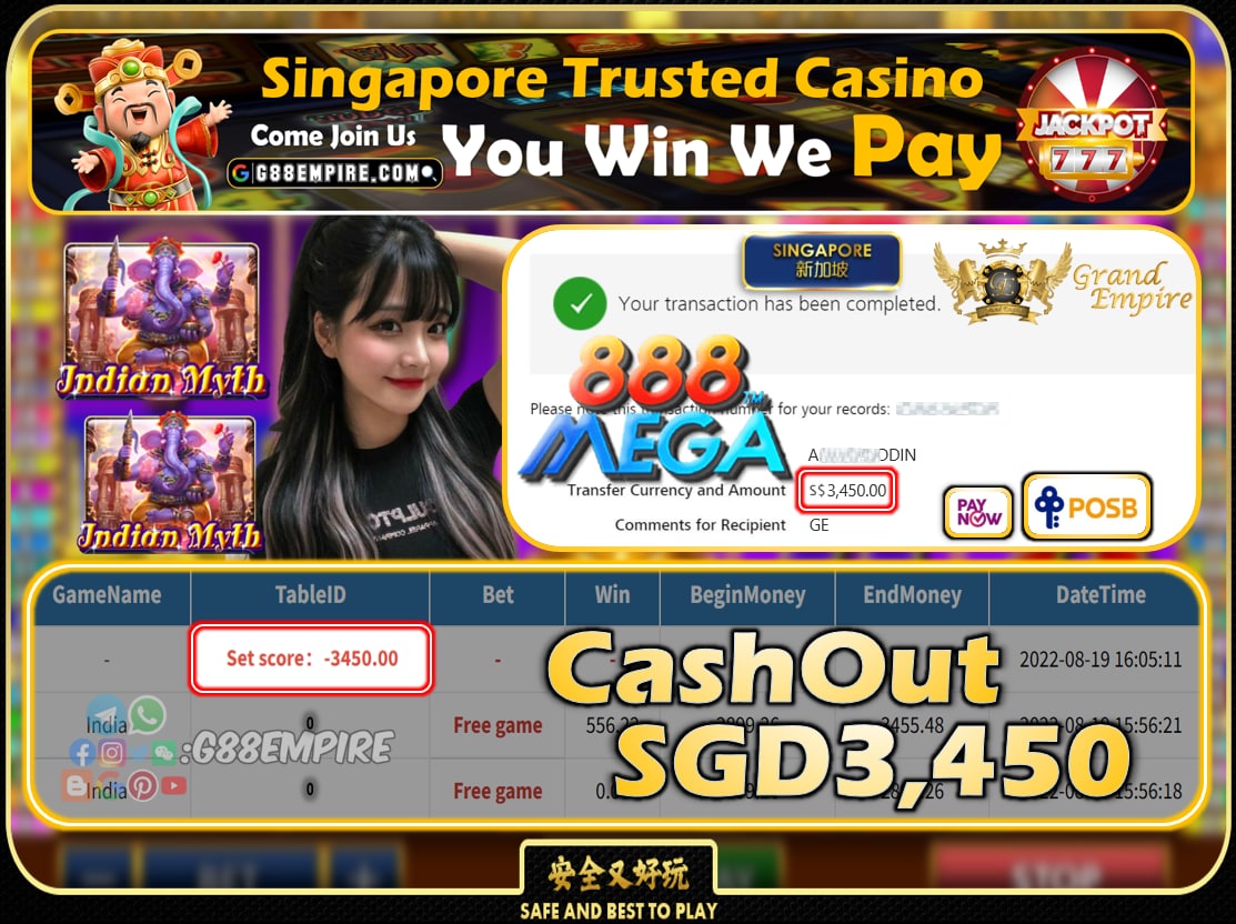 MEGA888 ~ INDIA CASHOUT SGD3450 !!!