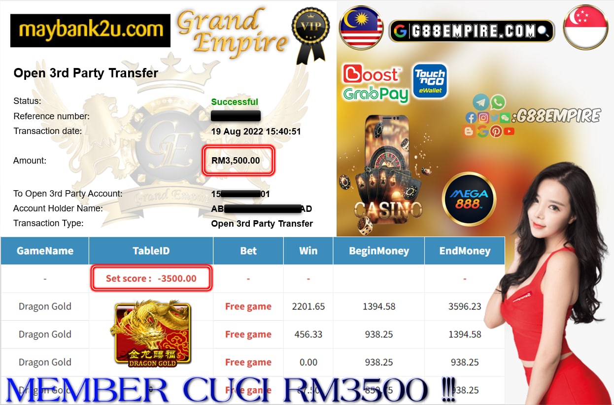 MEGA888 - DRAGON GOLD CUCI RM3500 !!!