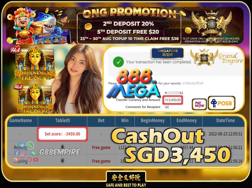 MEGA888 ~ BOYKING CASHOUT SGD3450 !!!