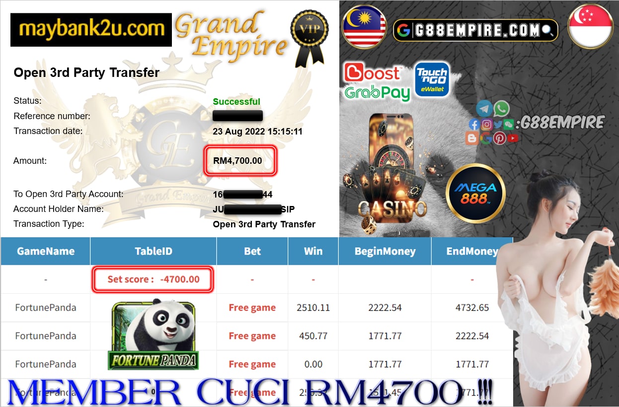 MEGA888 - FORTUNEPANDA CUCI RM4700 !!!