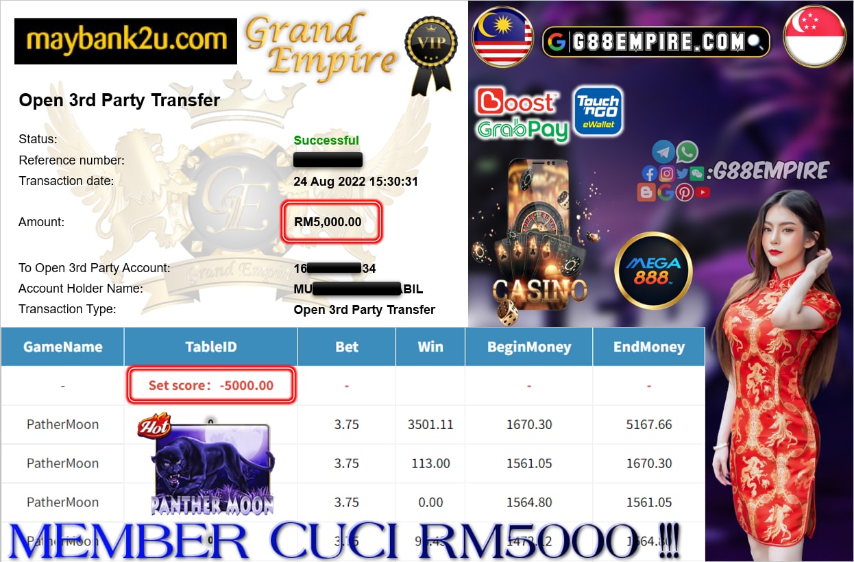 MEGA888 - PANTHERMOON CUCI RM5000 !!!