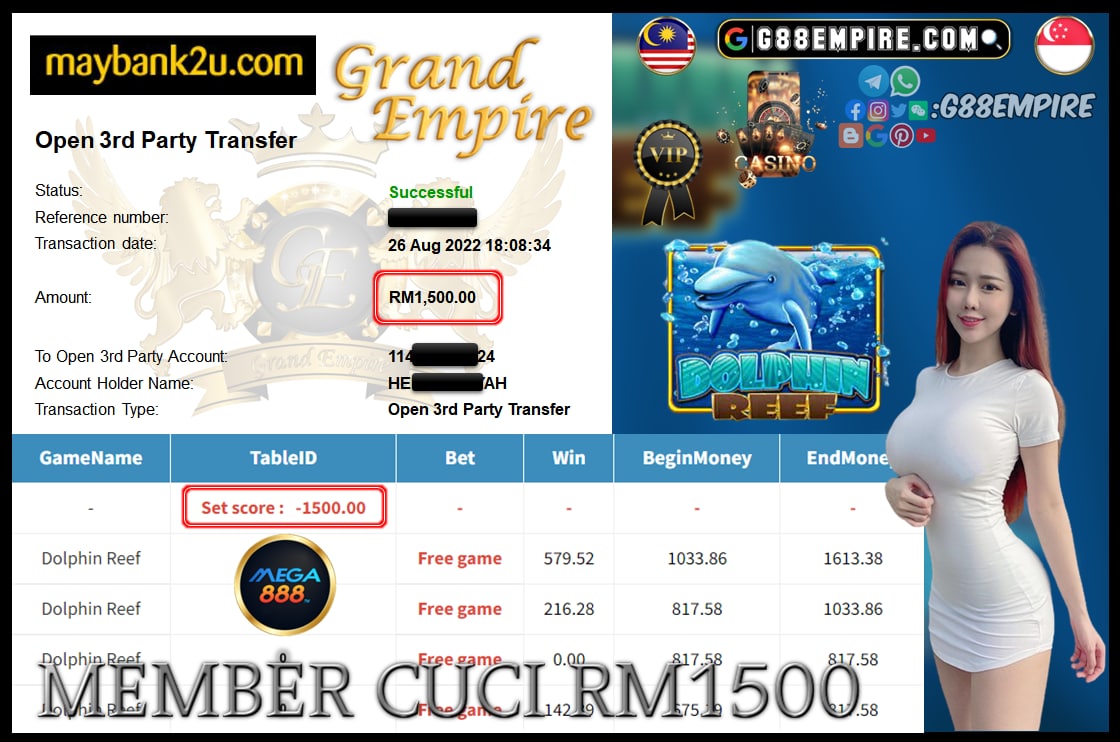 MEGA888 DOLPHIN REEF CUCI 1,500