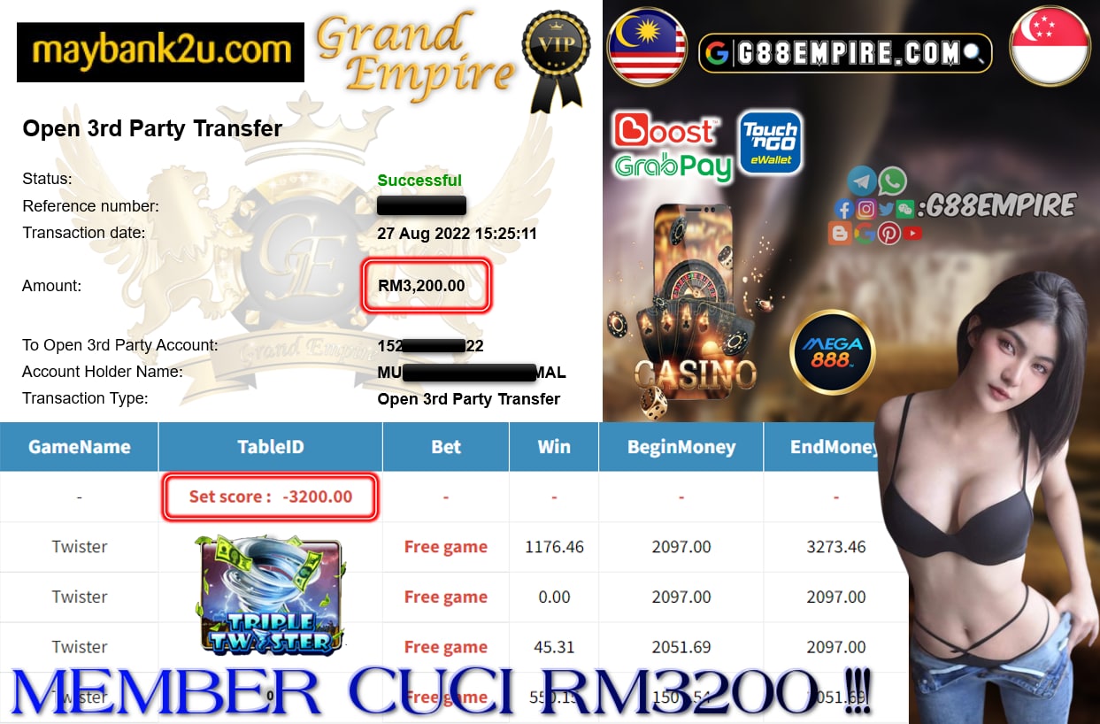 MEGA888 - TWISTER CUCI RM3200 !!!