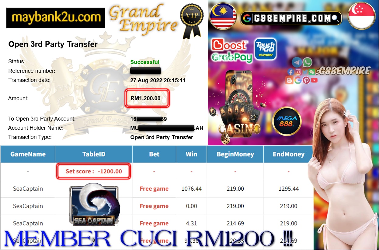 MEGA888 - SEACAPTAIN CUCI RM1200 !!!