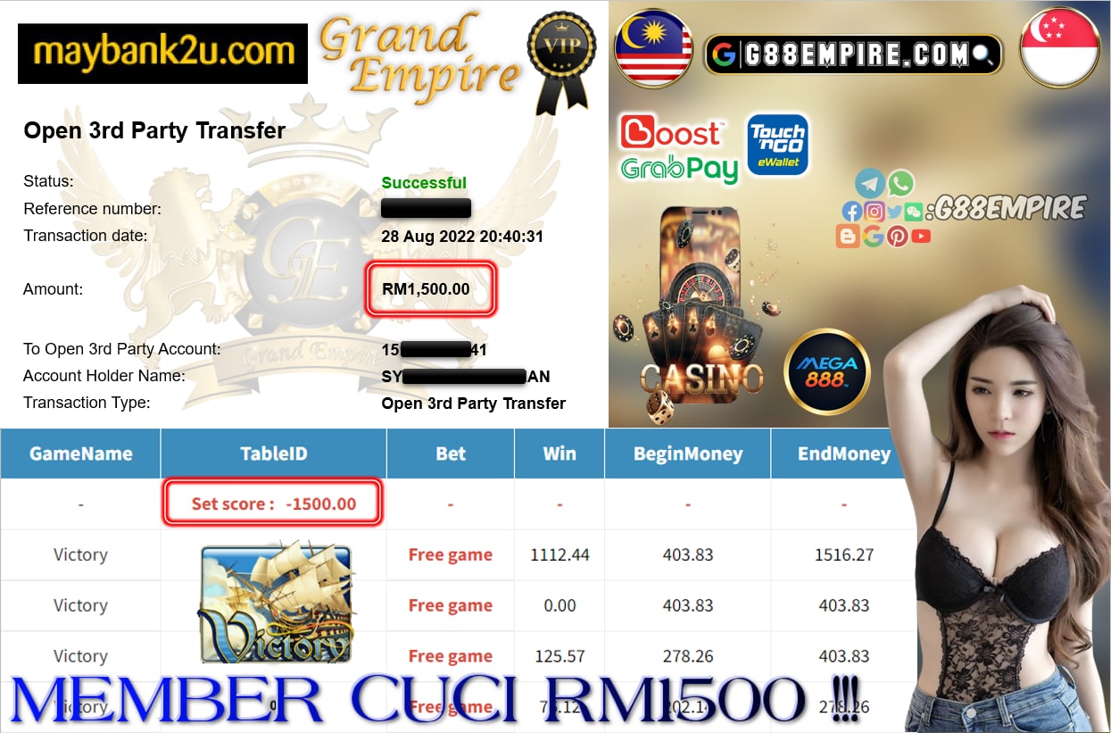 MEGA888 - VICTORY CUCI RM1500 !!!