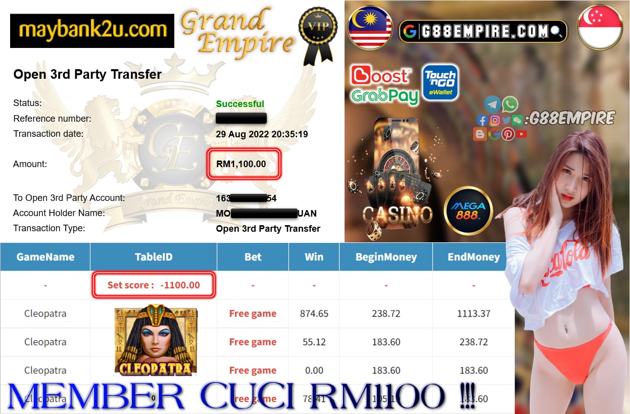 MEGA888 - CLEOPATRA CUCI RM1100 !!!